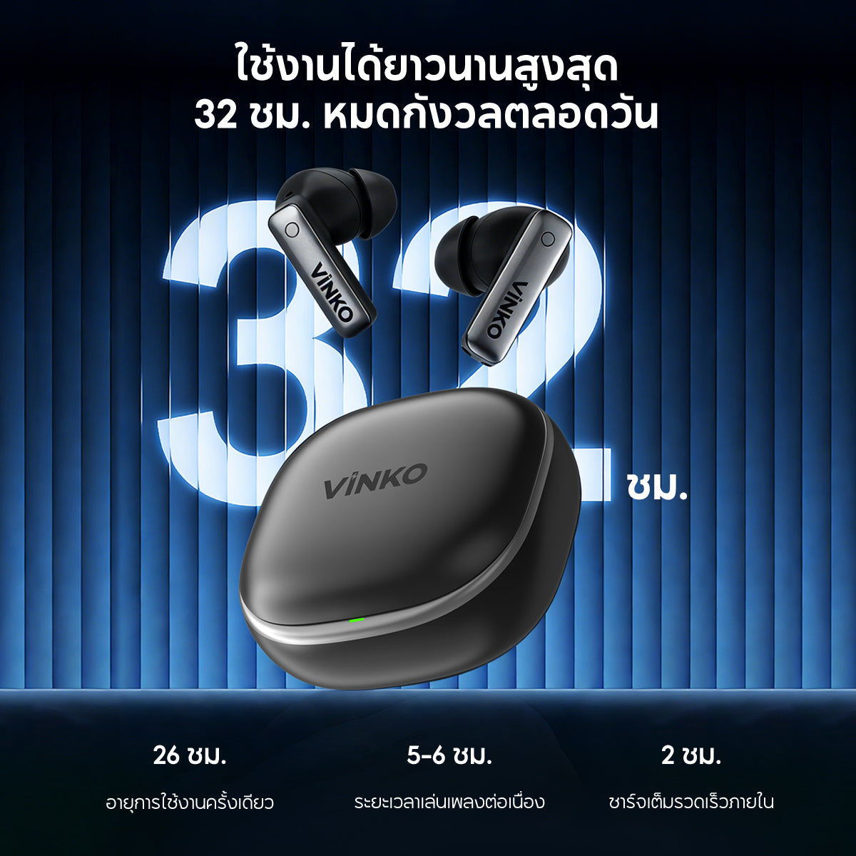 VINKO S10 Pro NC TWS Bluetooth 6.0 ANC+ENC AI Noise Cancellation