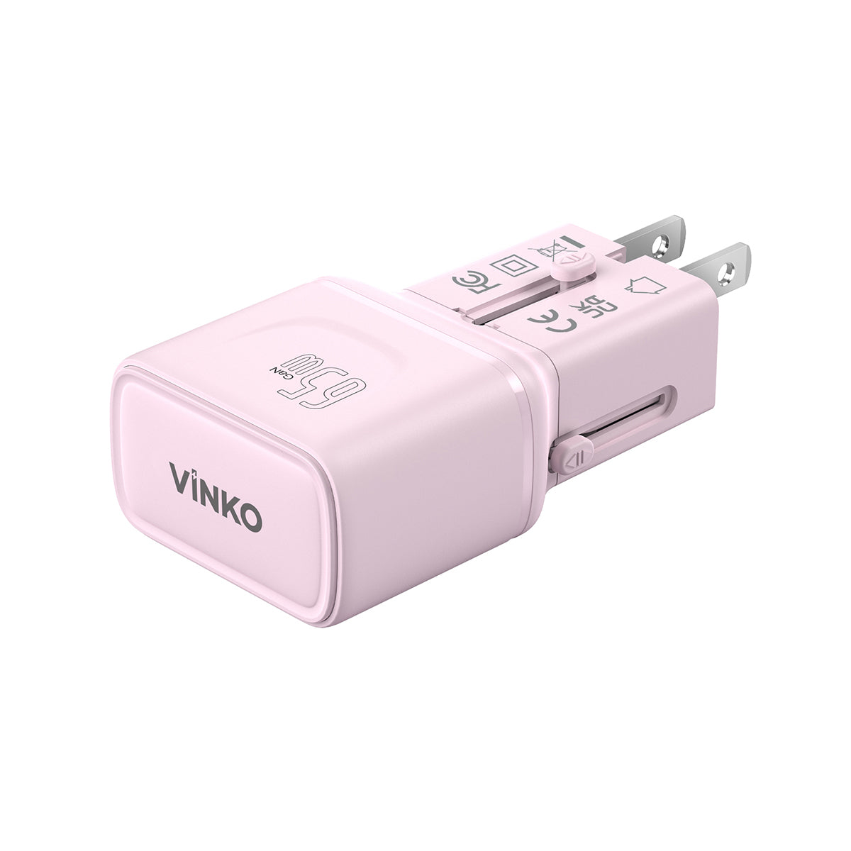 VINKO C1C2  GaN Travel Adapter อแดปเตอร์อเนกประสงค์ใช้ได้กว่า 200 ประเทศ รองรับการชาร์จเร็ว 45W/65W C+C PD/PPS